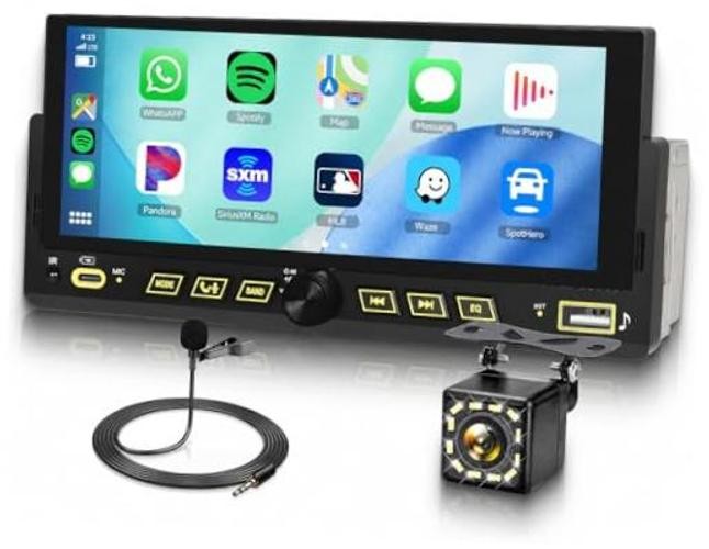 Single DIN Car StereoWireless Carplay Android Auto – 6.86-Inch Touch Screen Car