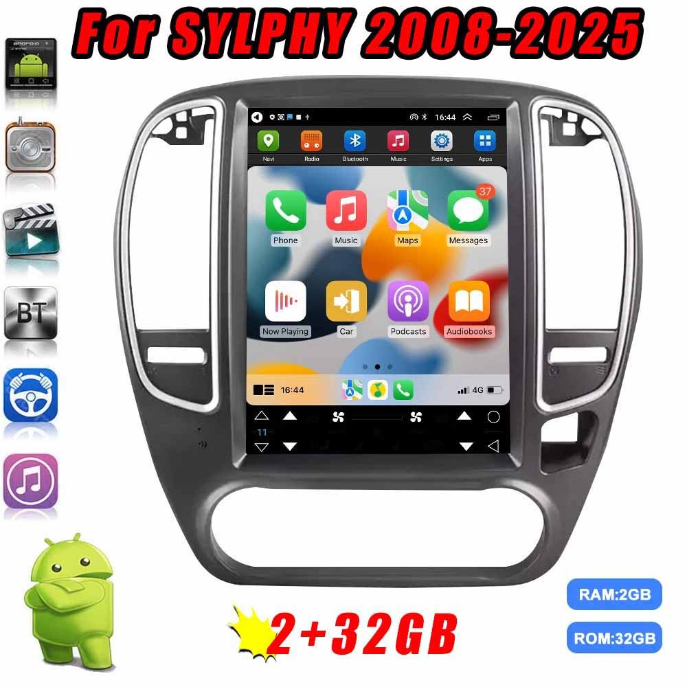 9.7” 2+32GB Car Radio Player For SYLPHY 2008-2025 Carplay Android 13.0 WIFI BT