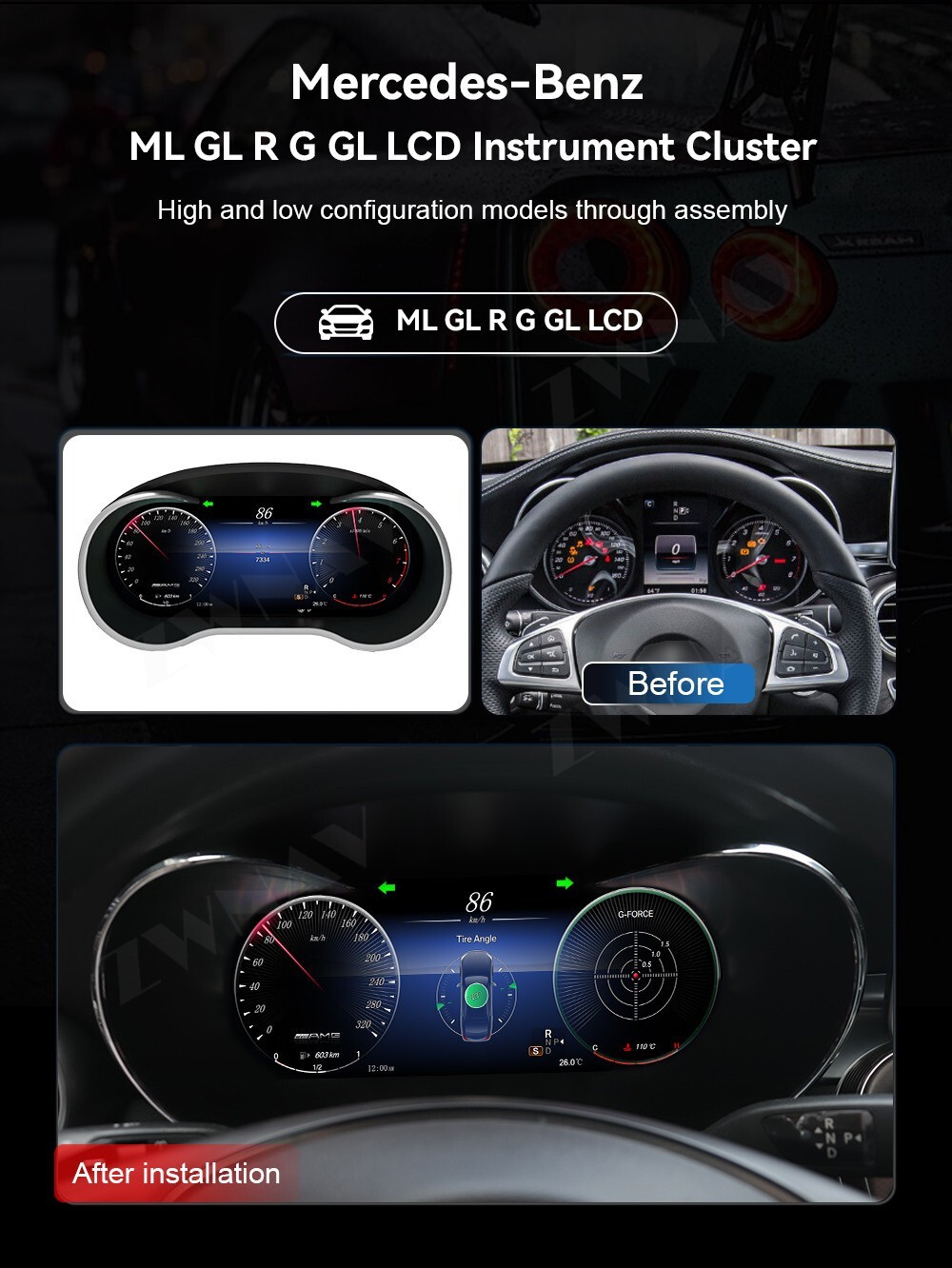 Car Instrument LCD Digital Cluster For Mercedes Benz G Class 2014-2018 dashboard