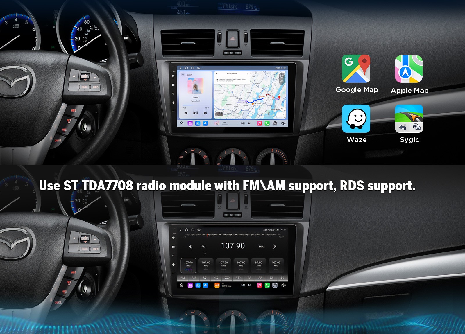 QLED 6+64 9″Android Car Stereo GPS for Mazda 3 Mazda3 Mazdaspeed3 10-13 HeadUnit