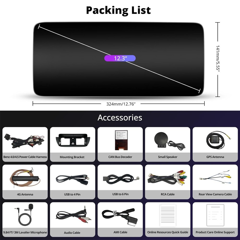 12.3” Car Radio Stereo Android 4G+64GB For Mercedes-Benz B-Class W246 2013-2014