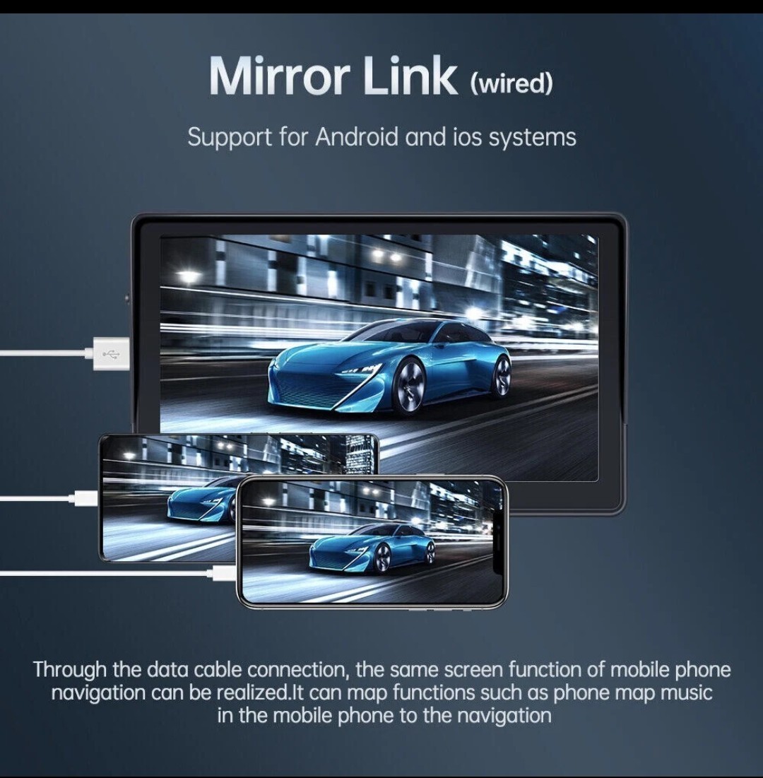 7” Portable Car Stereo Radio Wireless Apple CarPlay Android Auto Backup Camera