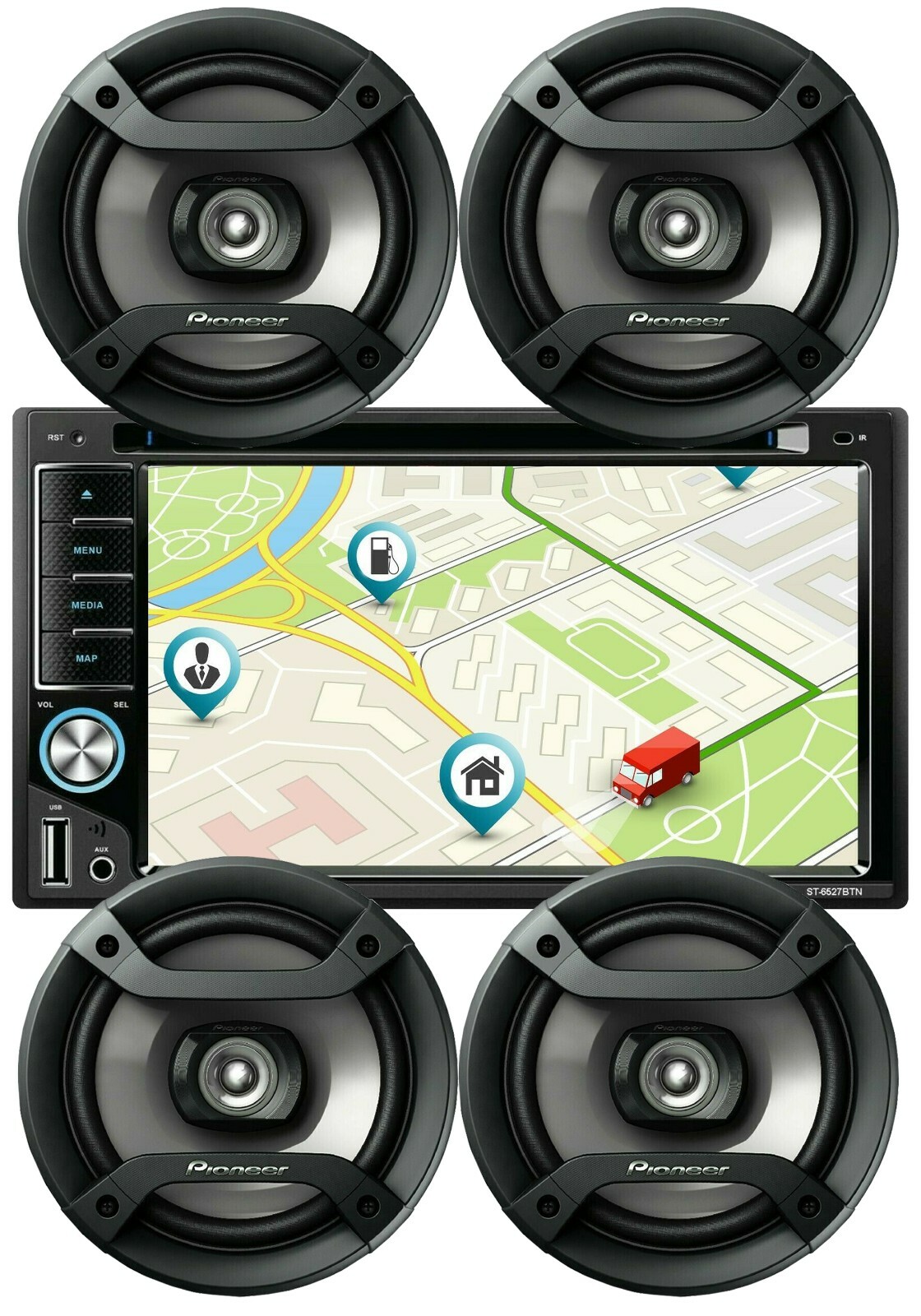 4x Pioneer 6.5″ Speaker + 200W 6.2″ Receiver Mirror Link GPS For Android & IOS