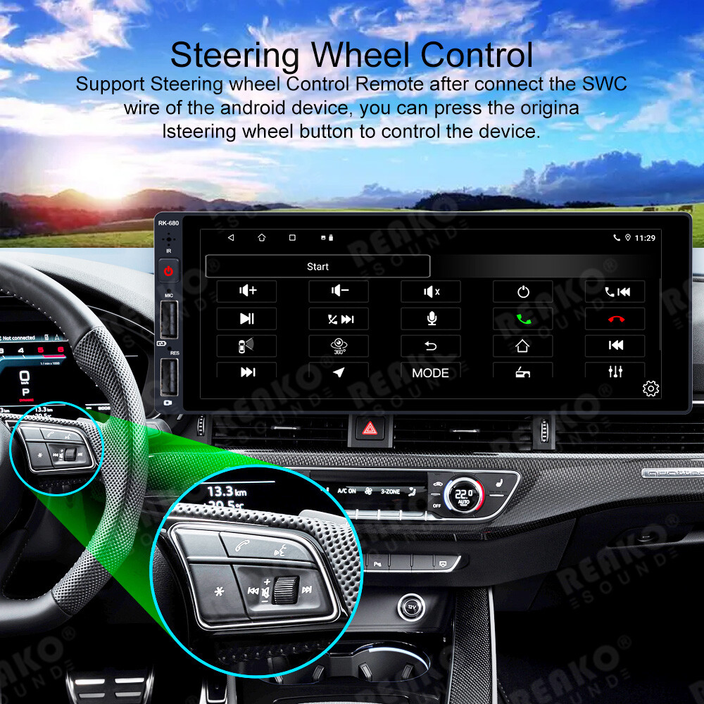 Android 12 Single 1 Din 6.9″ Bluetooth GPS WIFI Touch Screen Car Stereo FM Radio