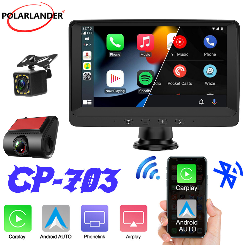 7″ Portable Car Stereo Radio Wireless Apple CarPlay Android Auto Touchscreen DVR