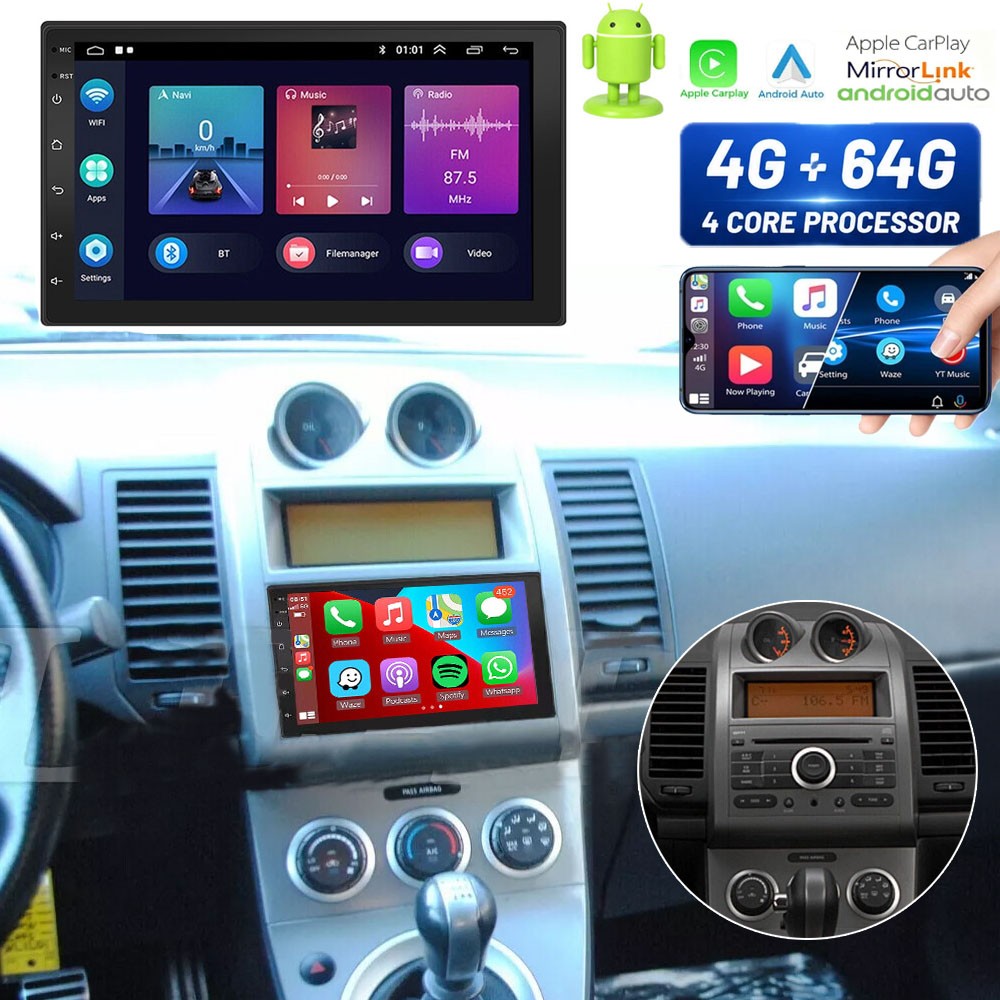 7″ Car Stereo Radio Carplay For 2007-2012 Nissan Sentra Android 13 GPS Navi SWC