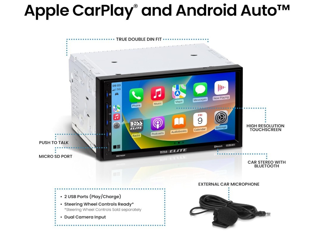 BOSS Audio Systems BE7ACP-C Car Stereo – Apple CarPlay, Android Auto, 7 Inch