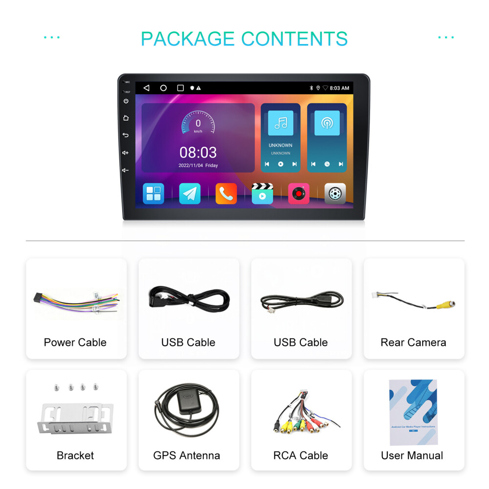 10″ Android 15 Double 2Din Car Stereo CarPlay Auto Radio GPS Navi WiFi BT 2+32GB