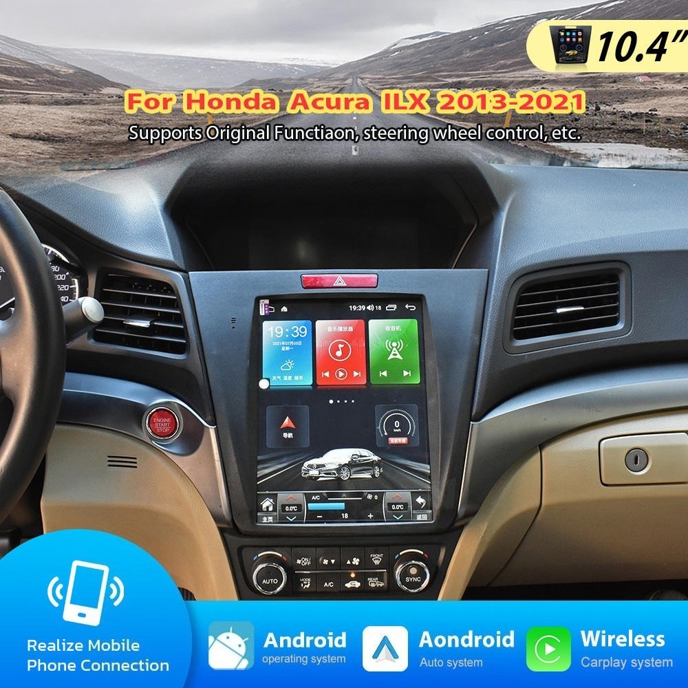 10.4″ Car Stereo Radio Android Apple Carplay GPS 6+128G For Acura ILX 2013-2021