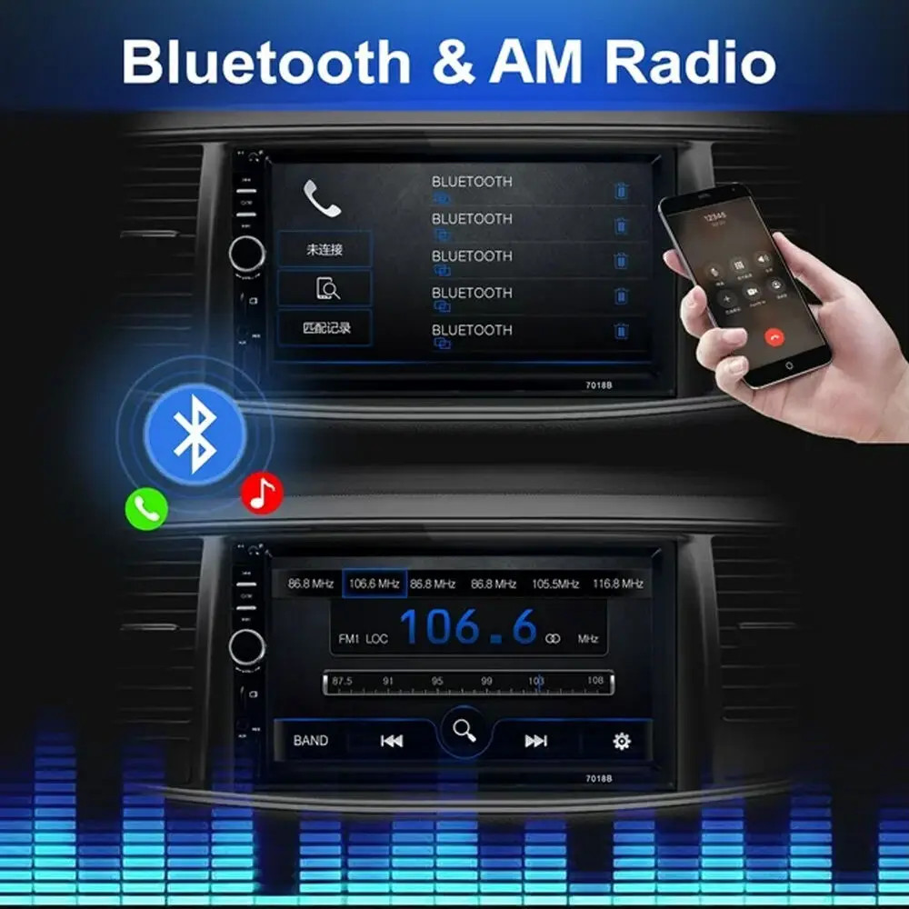 7″ 2 Din Car Stereo HD MP5 Player Bluetooth Touch Screen Radio Mrrior LinkFM;