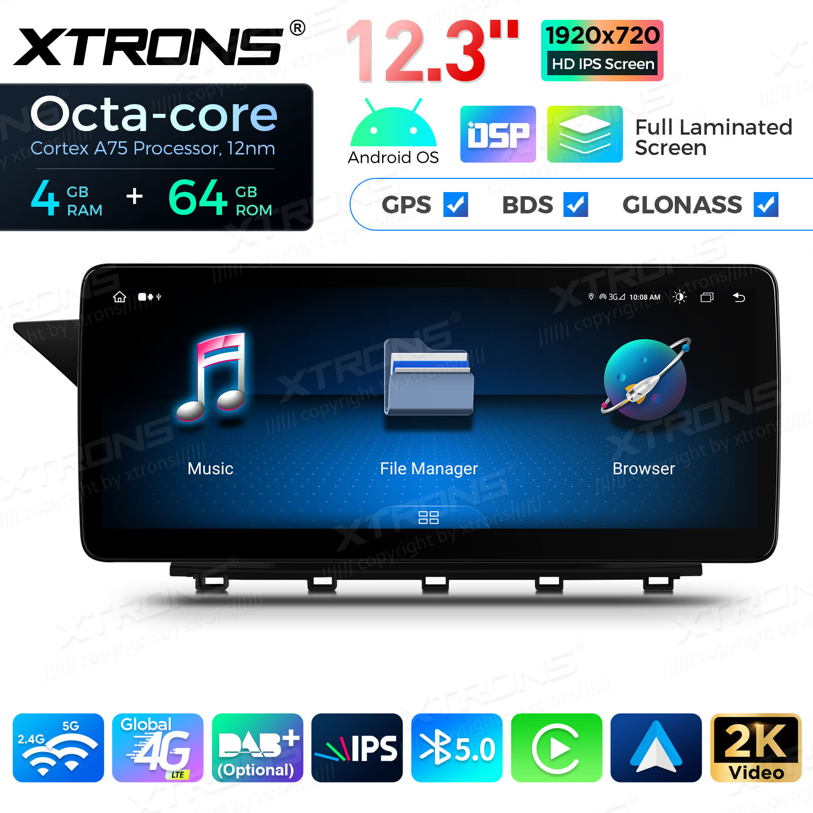 12.3″ Android 13 Octa-Core Car Stereo GPS 64GB DSP For Benz GLK-Class X204 08-12
