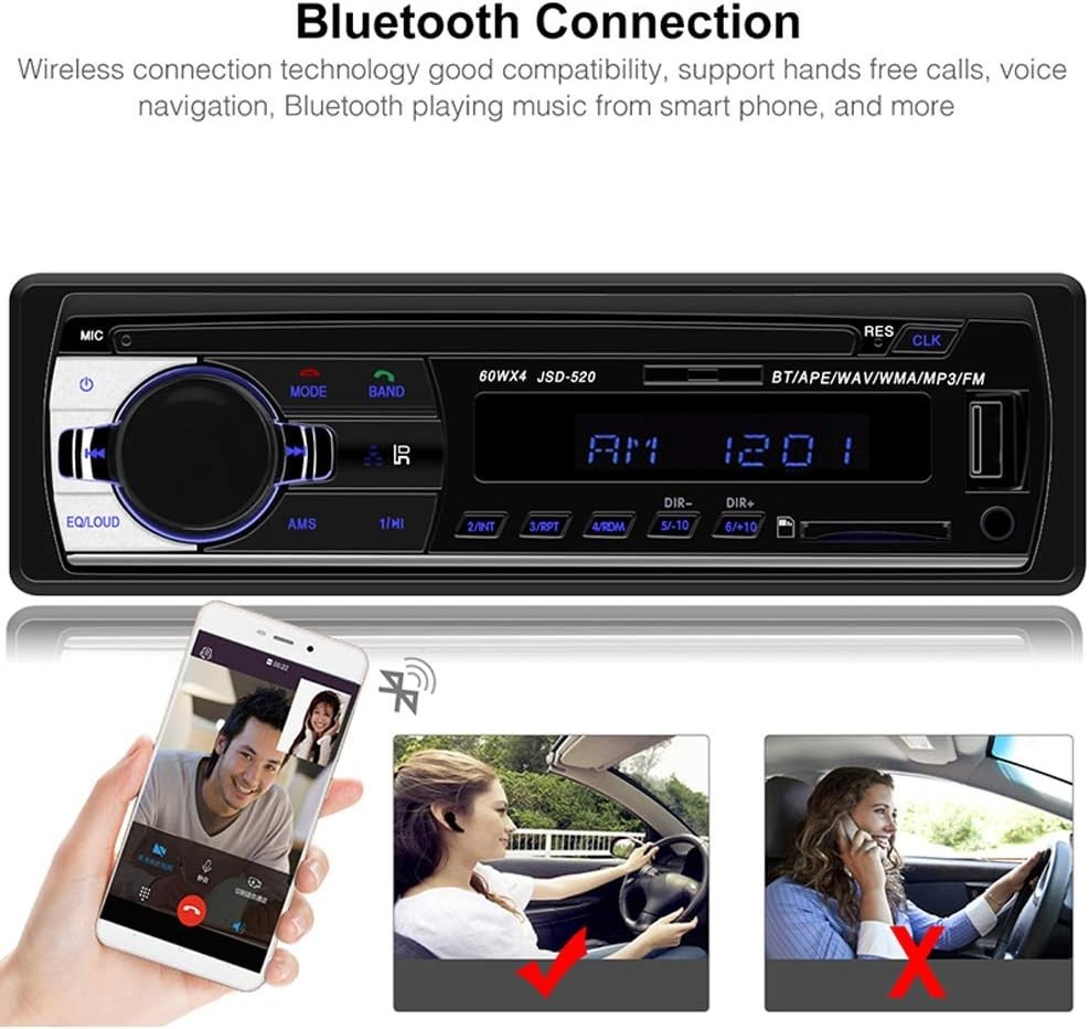 1 Din Bluetooth Audio Receiver with RDS, Dual USB, and AUX Input – Compact Fit