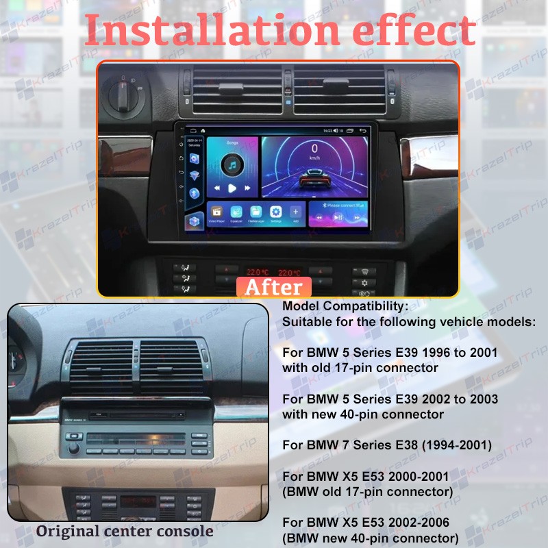 9″ Car Radio for BMW E39 X5 M5 E53 1999 – 2006 Android 15 Stereo CarPlay GPS