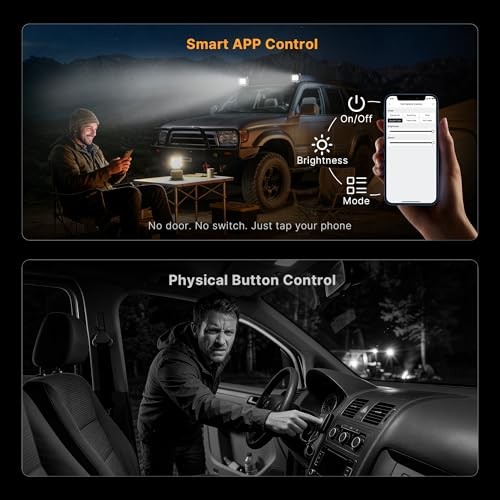 LED Pod Lights 18W Flood Beam, Smart App Controlled Off Road Driving 4 Inch