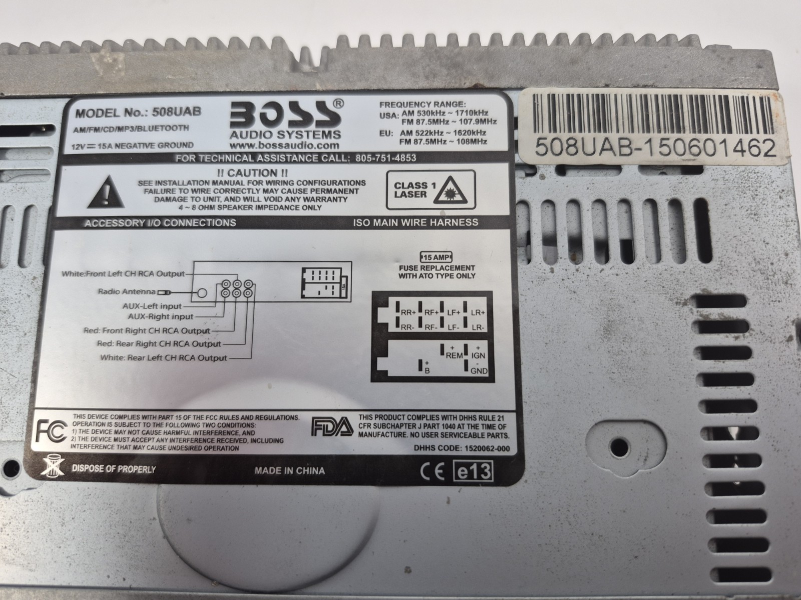 Boss Audio Systems 508UAB Digital Display AM/FM MP3/CD Player – UNTESTED