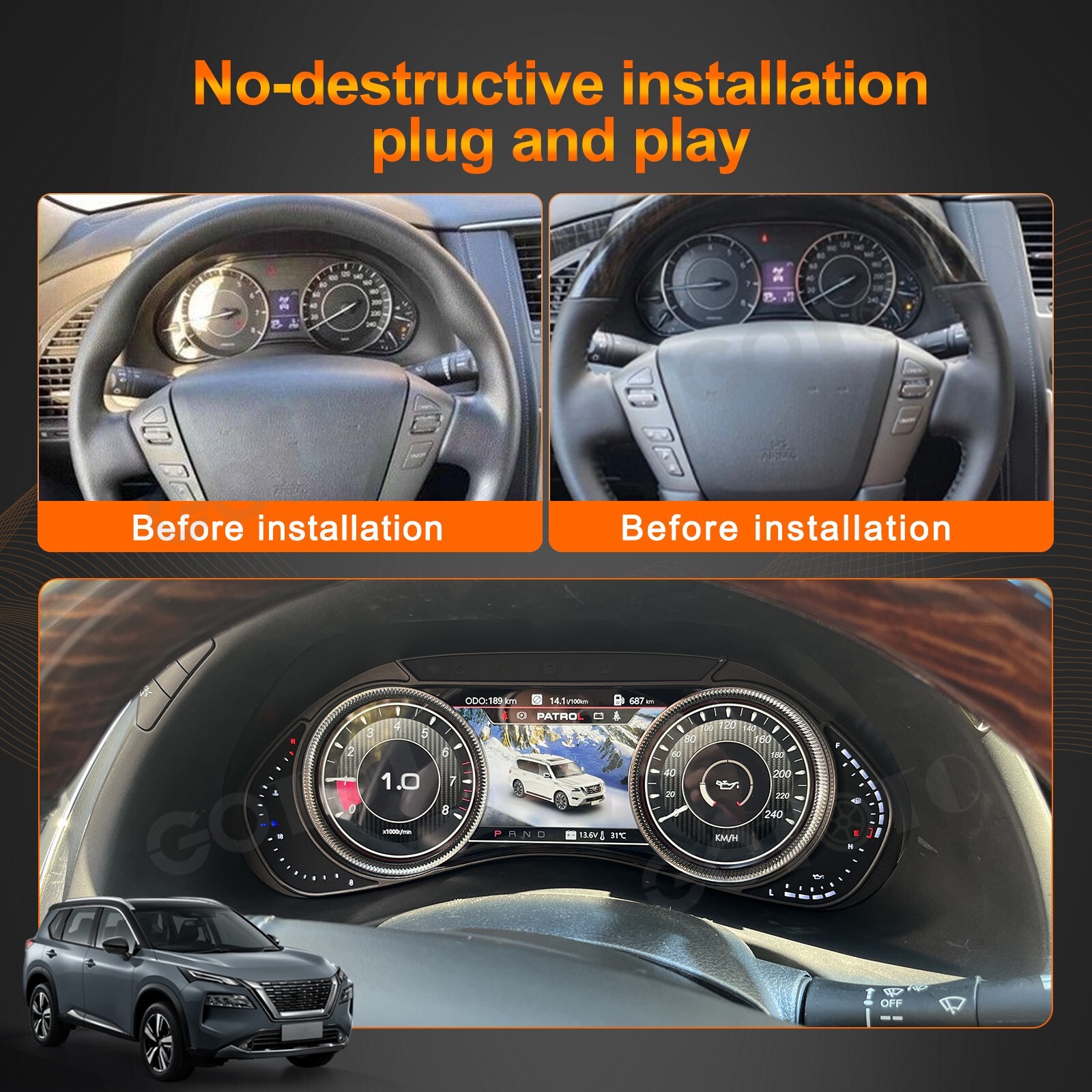 LCD Digital Cluster Speedometer Instrument Upgrage for Nissan Armada Y62 12-23