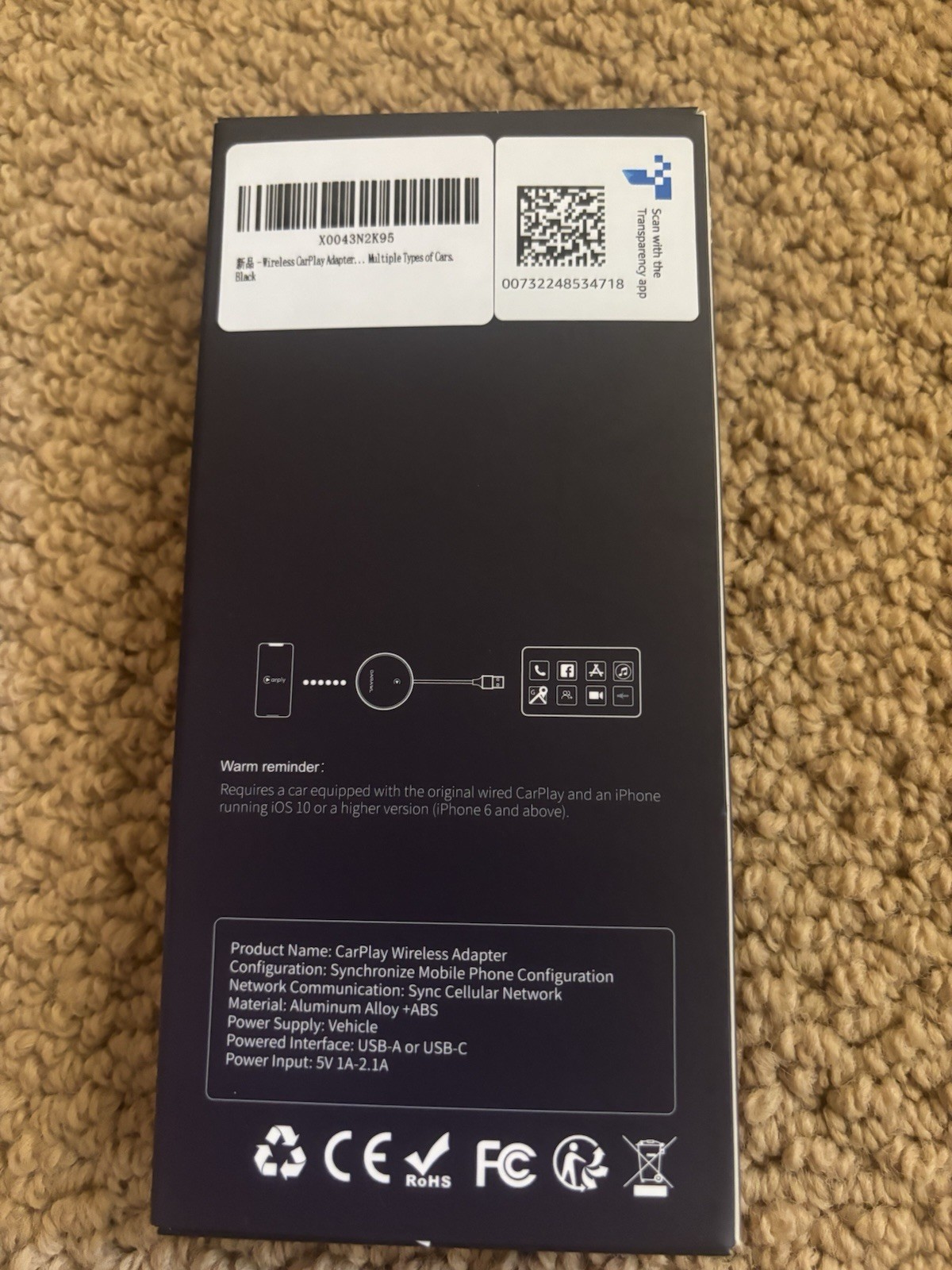 Darawl wireless CarPlay, plug and play, wireless adapter