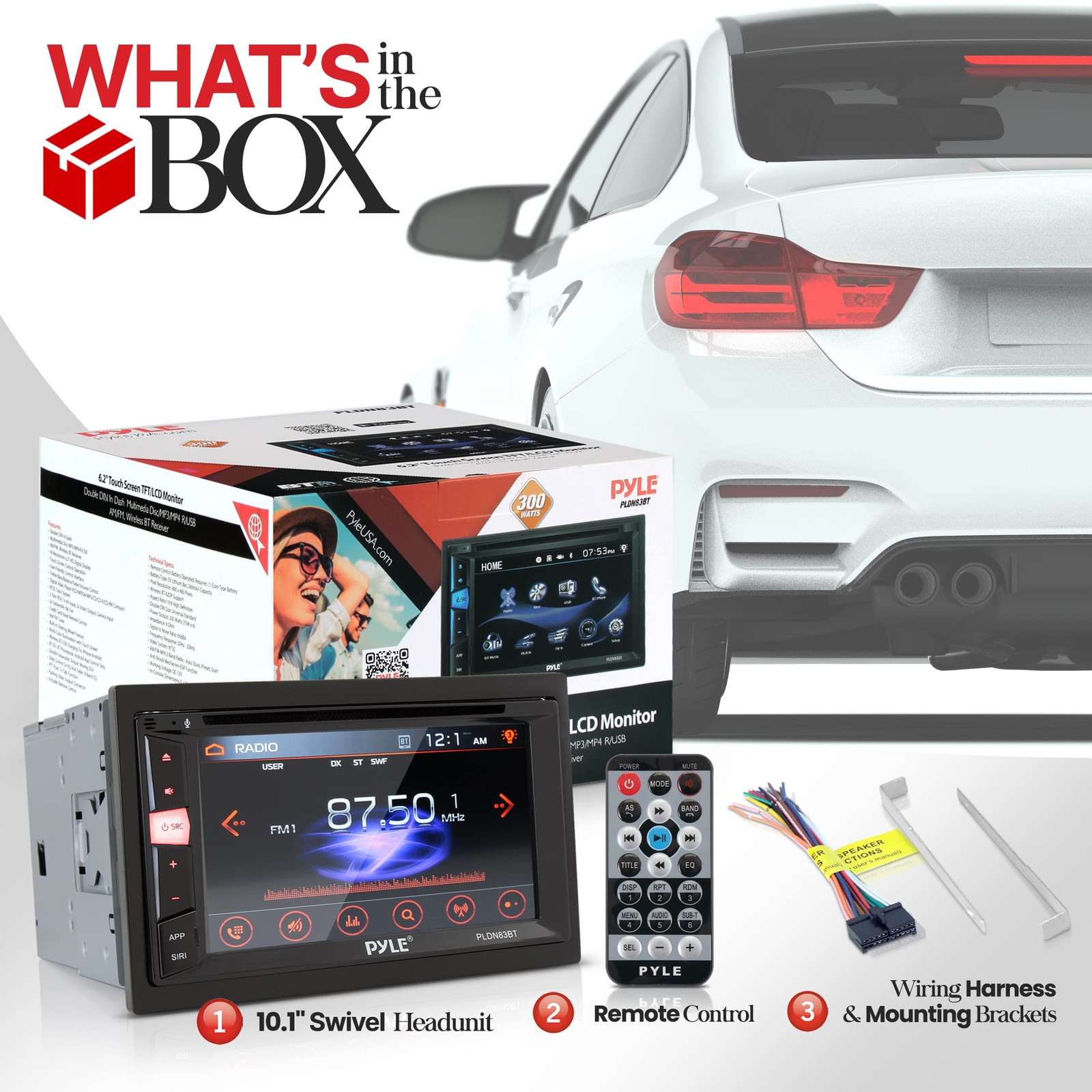 Bluetooth Double DIN DVD Player 6.2 Inch Touchscreen Car Stereo MP3 USB SD Radio