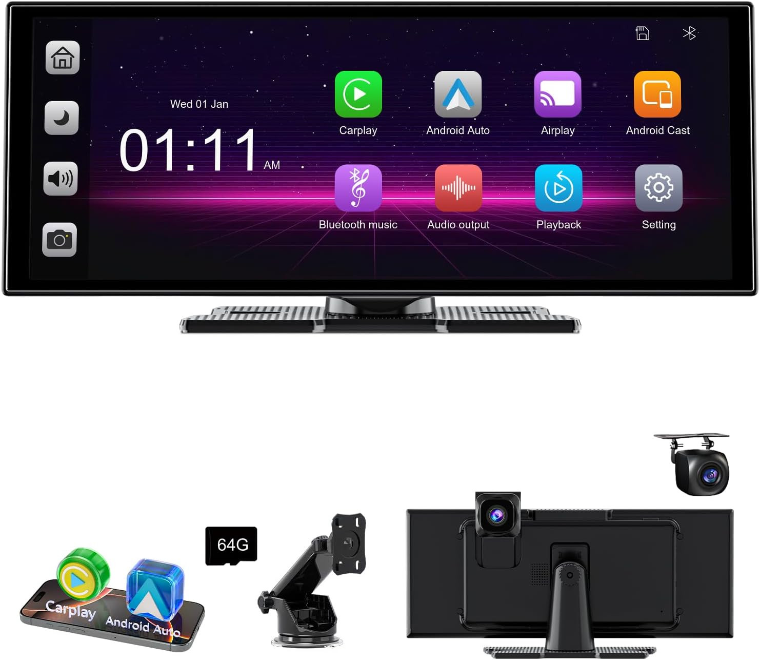 [11″ Fully Laminated 60fps Touchscreen] -Accfly Wireless car Play Screen for App