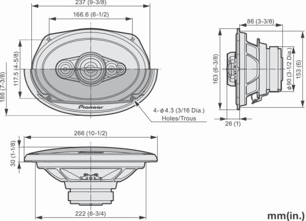 Pioneer 6×9 5-Way Coaxial Speaker System 1400 Watts (Pair)