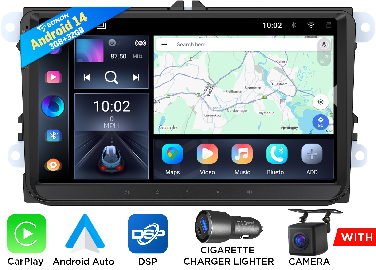For VW Passat Golf MK5 MK6 9″ Eonon VWX7 CarPlay Android 14 Car Stereo GPS Radio