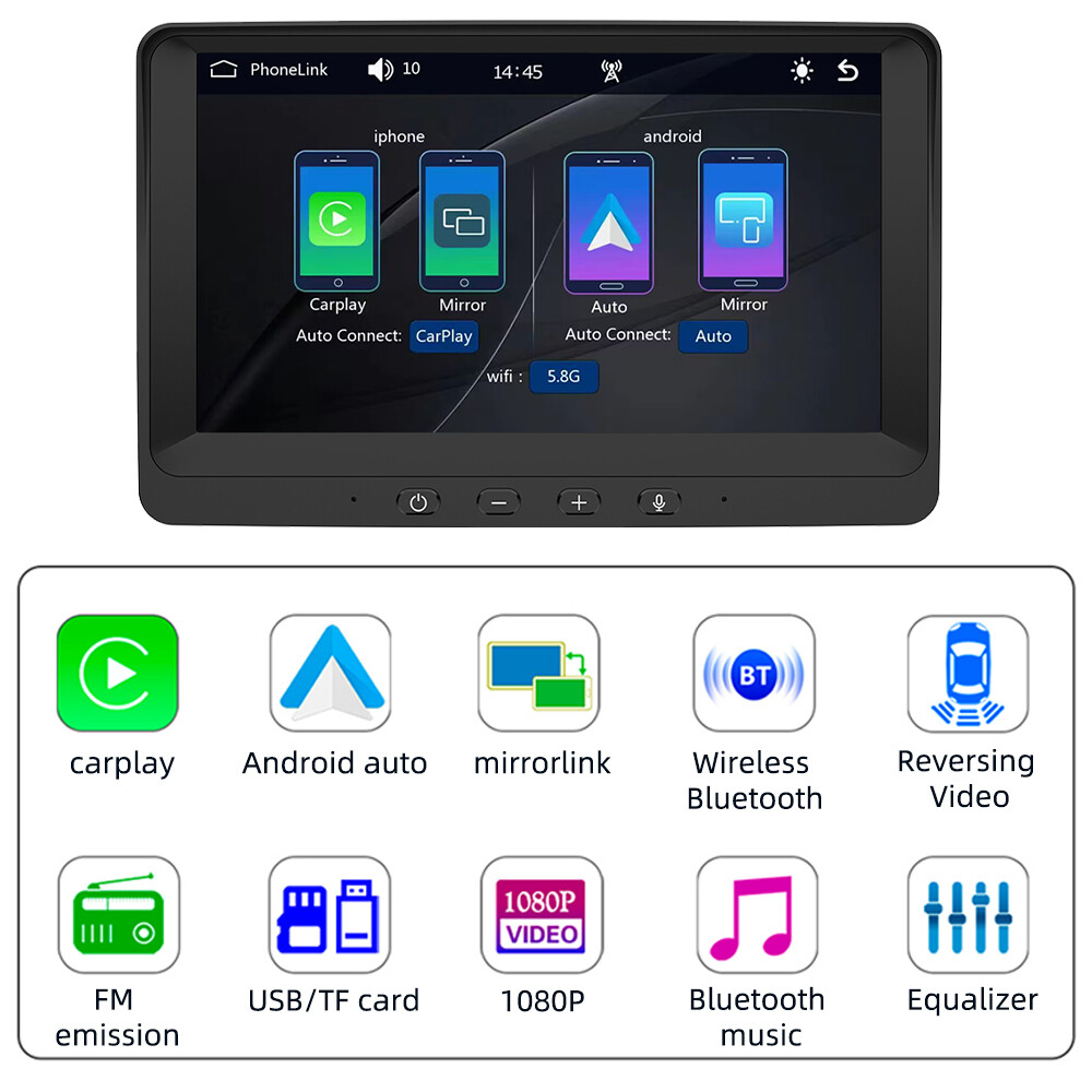 7″ Portable Car Stereo Radio Bluetooth Wireless Apple Carplay IPS Touch Screen