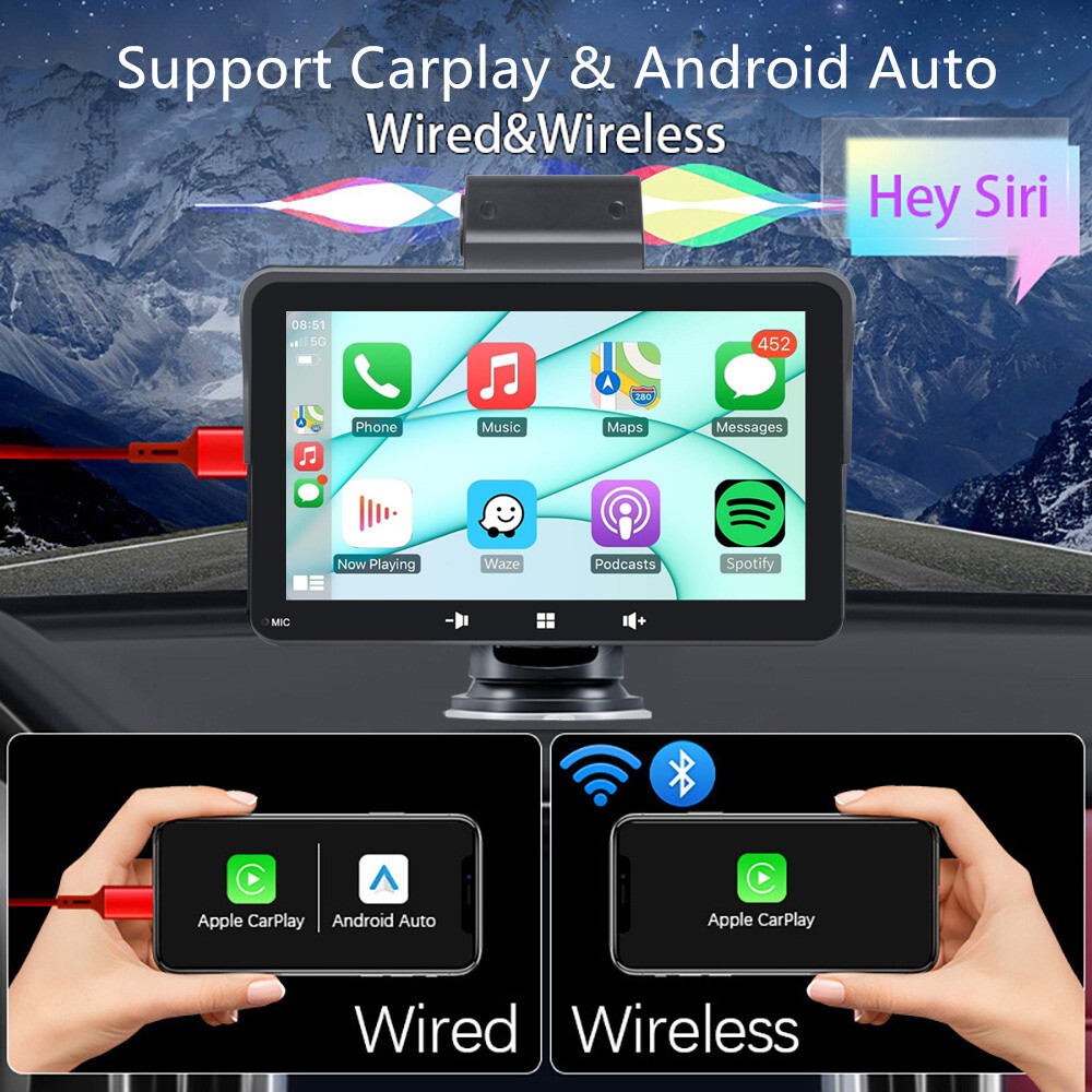 7in MP5 Player For Apple CarPlay Android Auto Touch Screen Car Stereo Radio BT