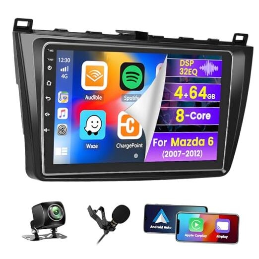 8 Core 4+64G Car Radio for Mazda 6 2007 2008 2009 2010 2011 2012 9″ Touch