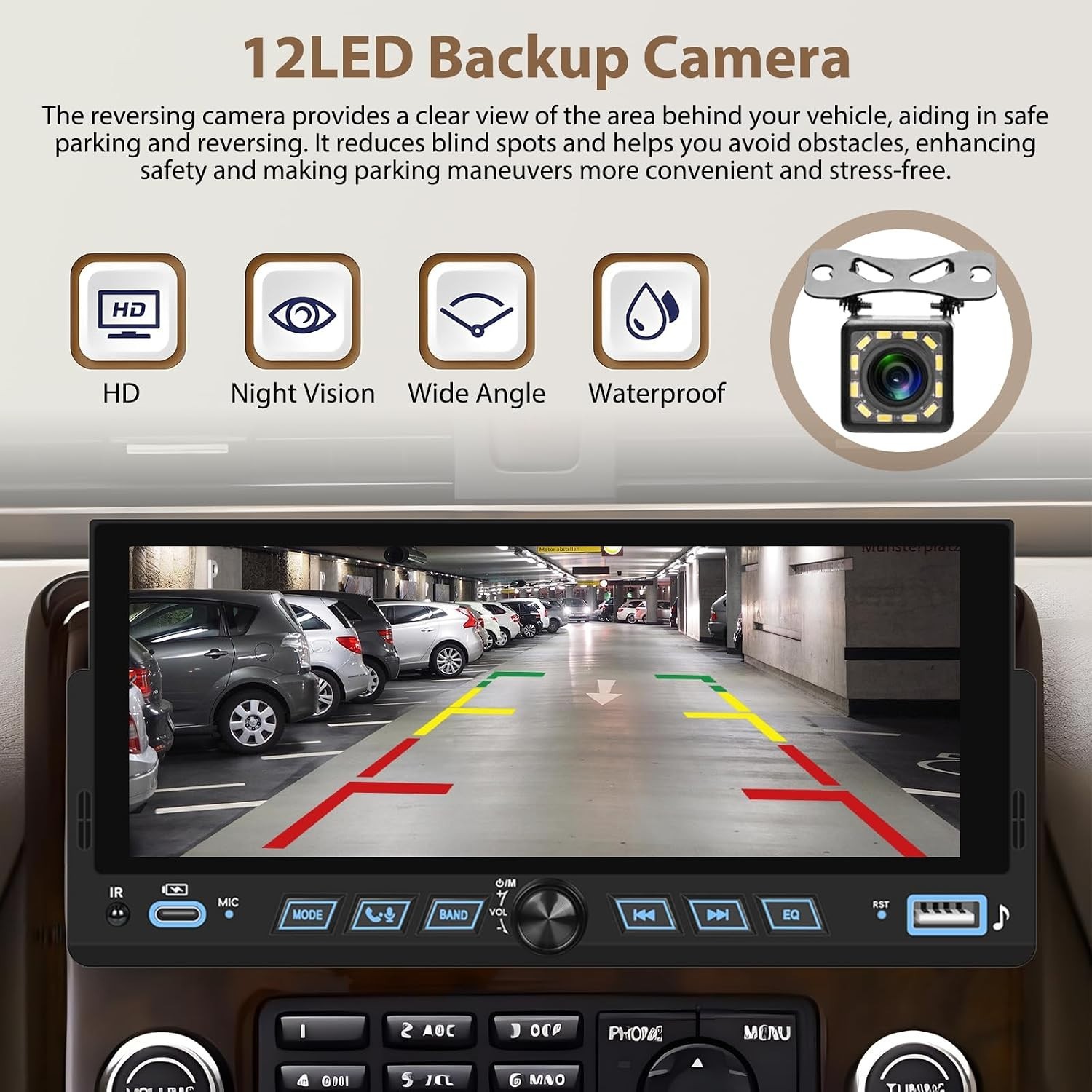 6.86″ Android CarPlay Stereo, Single Din Car Radio with Android Auto, HD Touc…
