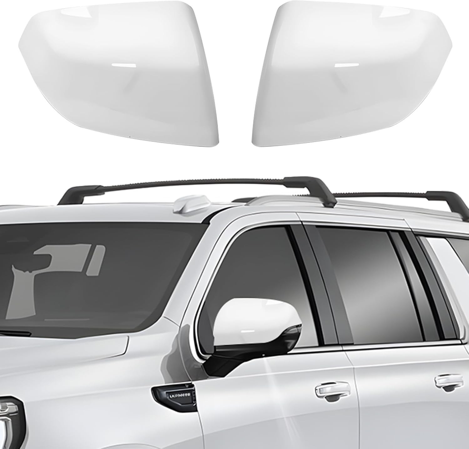 1 Pair White Side Mirror Cover Caps for 2021 2022 2023 2024 2025 Chevy Tahoe …