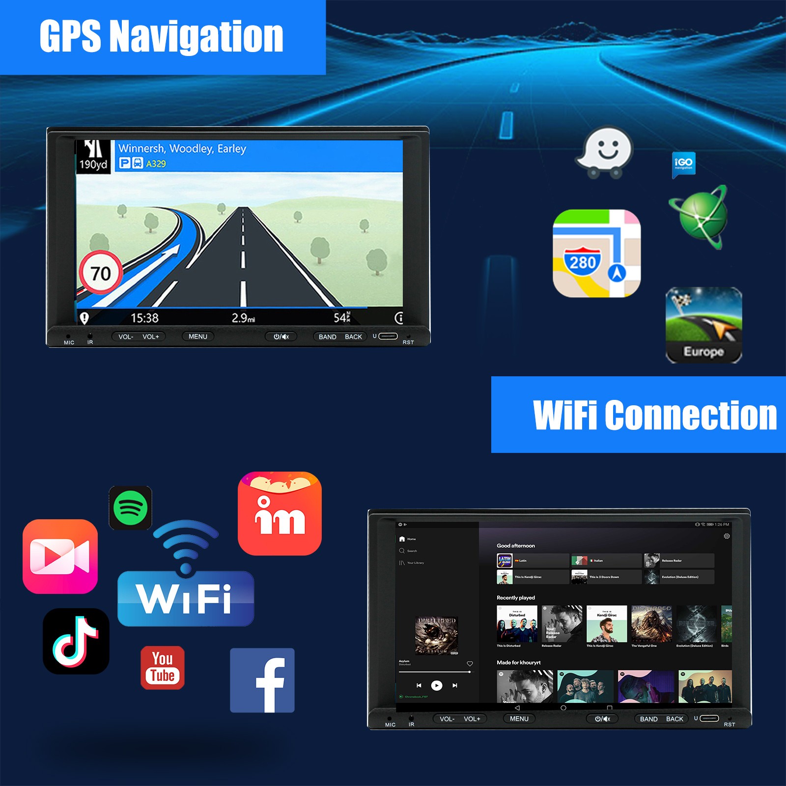 ESSGOO Bluetooth Car Stereo Radio Single 1 Din MP3 Player FM USB SD AUX RDS