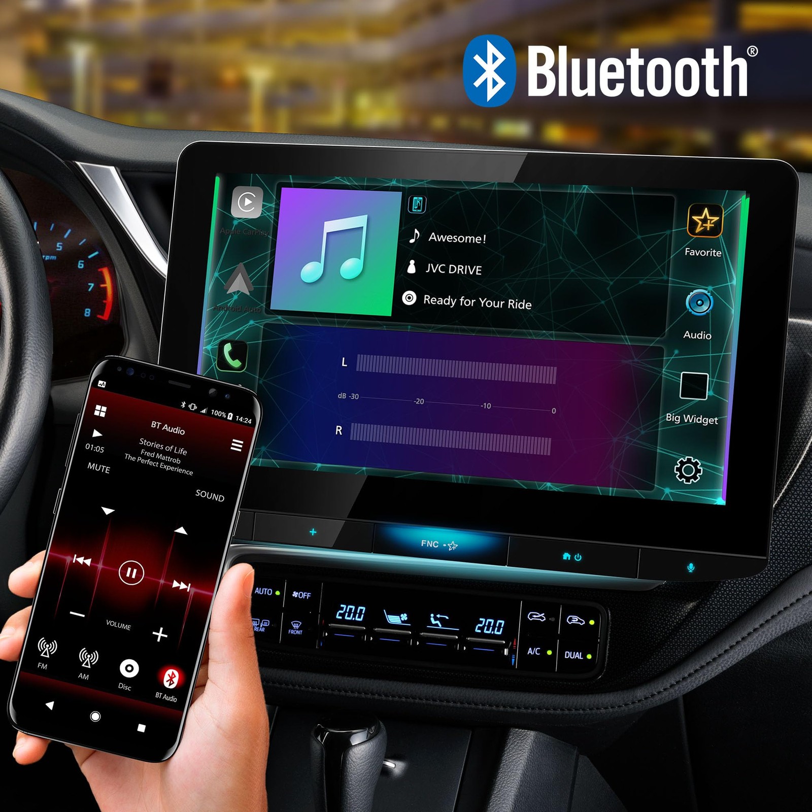 JVC KW-Z1000W 10.1″ Bluetooth Car Stereo Receiver with Apple CarPlay & Androi…