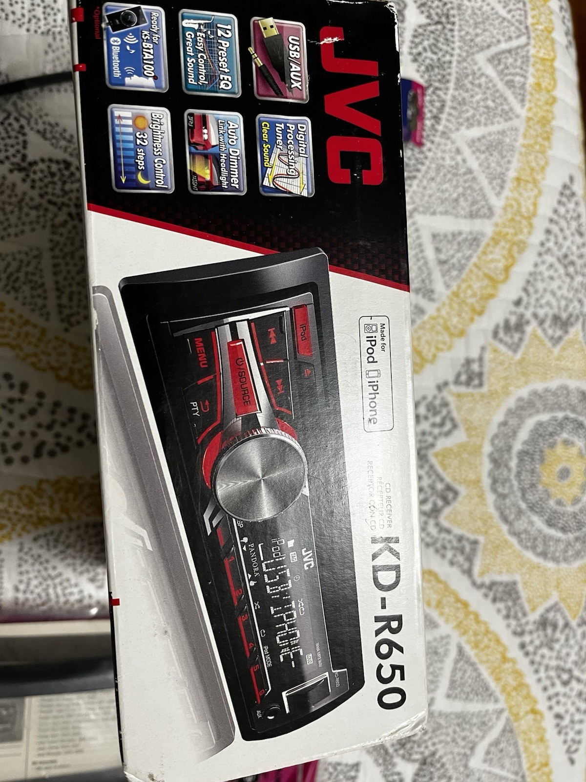 JVC Pandora KD-R650 CD Receiver Faceplate and antenna included