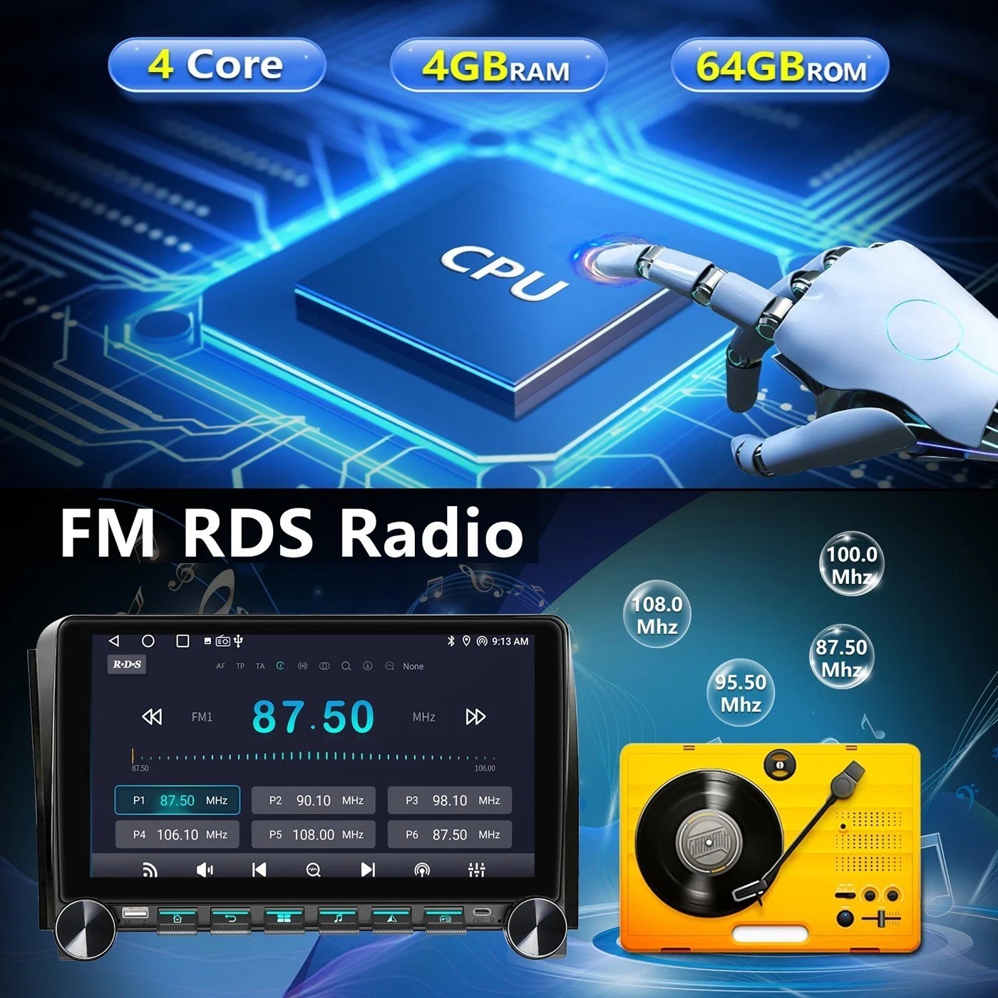 4+64G Car Stereo Radio Carplay Fit JBL For Toyota Tundra 2007-13/Sequoia 2008-18