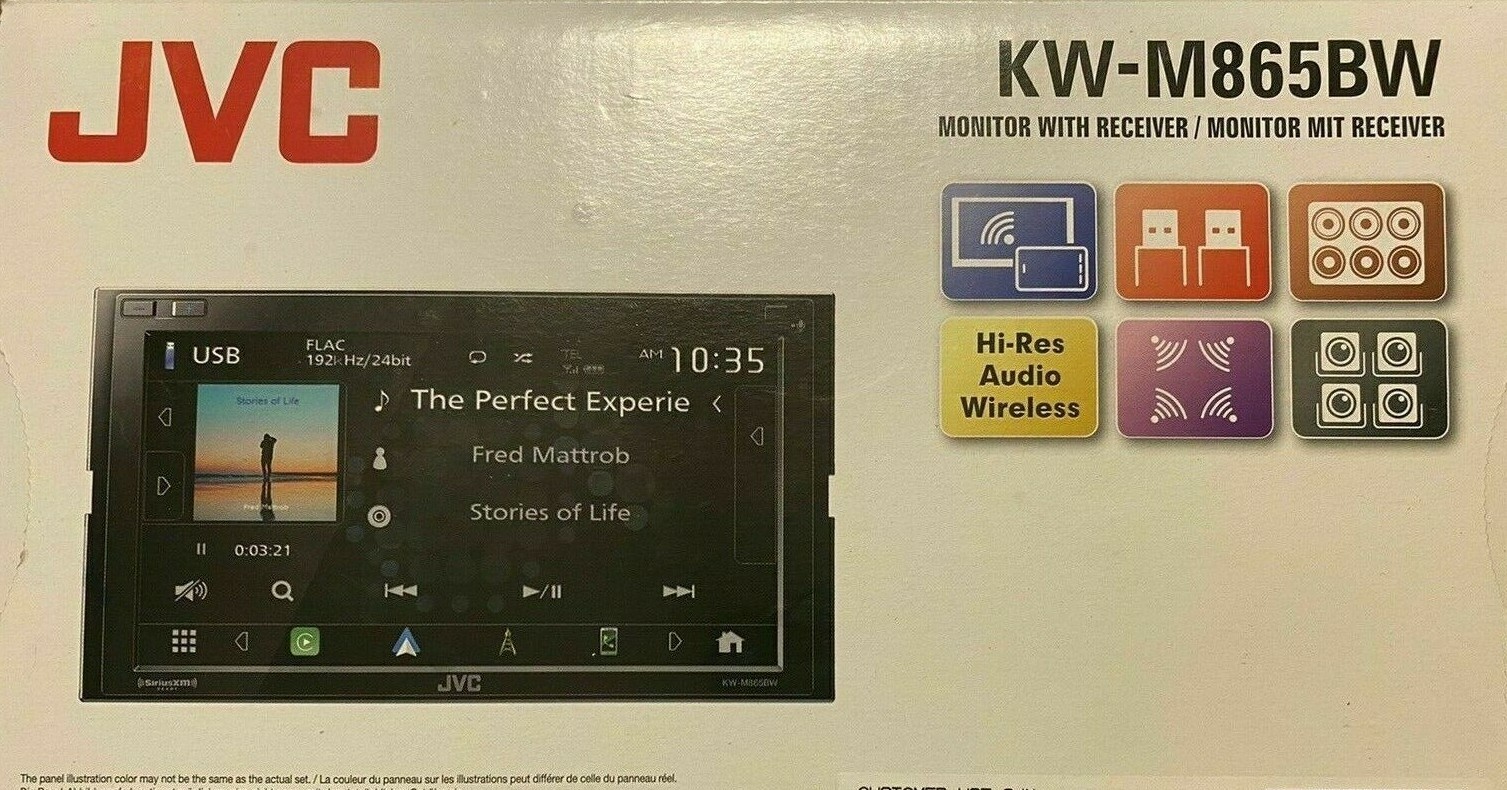 JVC KW-M865BW Wireless Android Auto Apple CarPlay Multimedia Bluetooth Wi-Fi USB