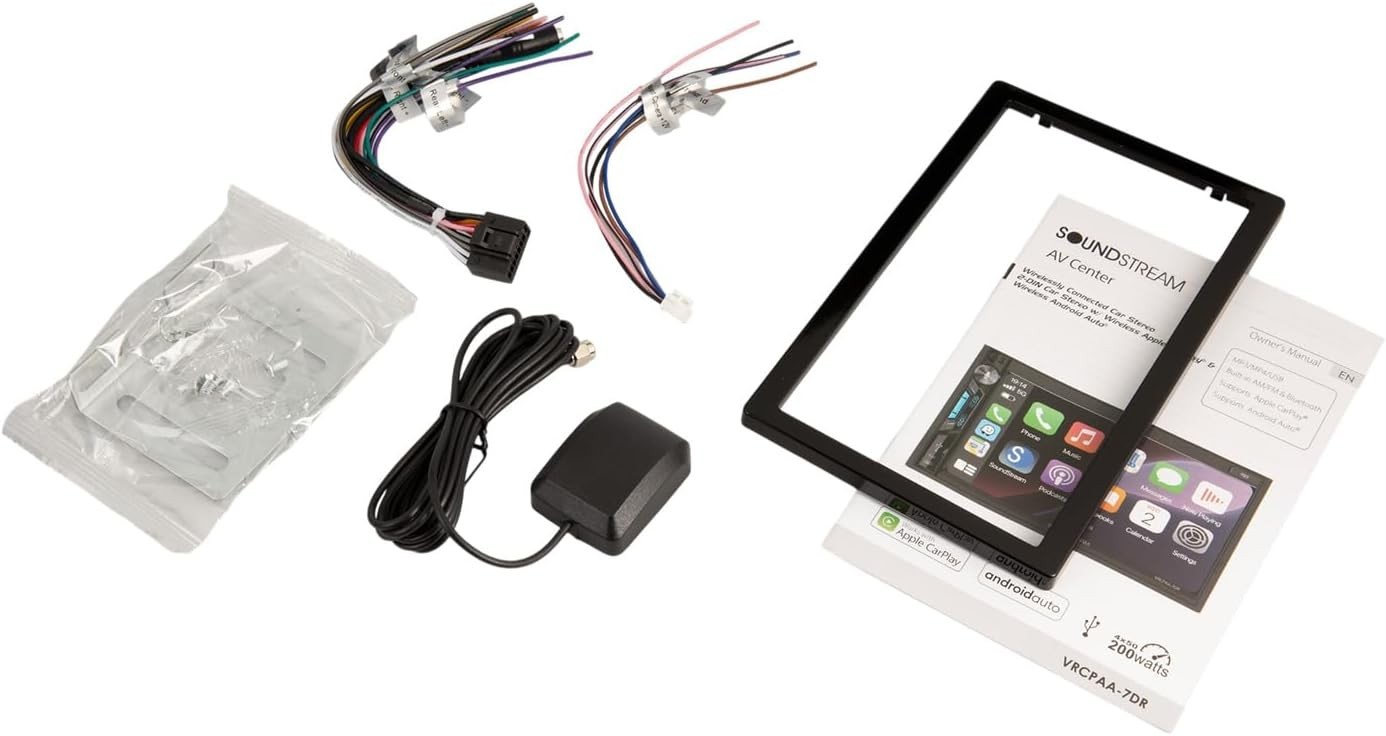Soundstream VRCPAA-7DR – 7″ Double Din Car Stereo, Wireless CarPlay Android Auto