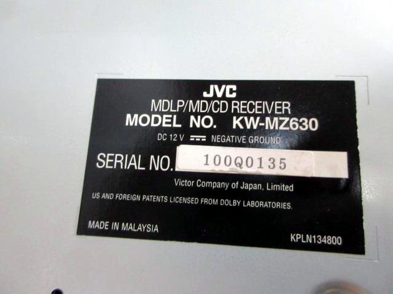 JVC KW-MZ630 Car Stereo Receiver For Parts Not Working w/ Manual