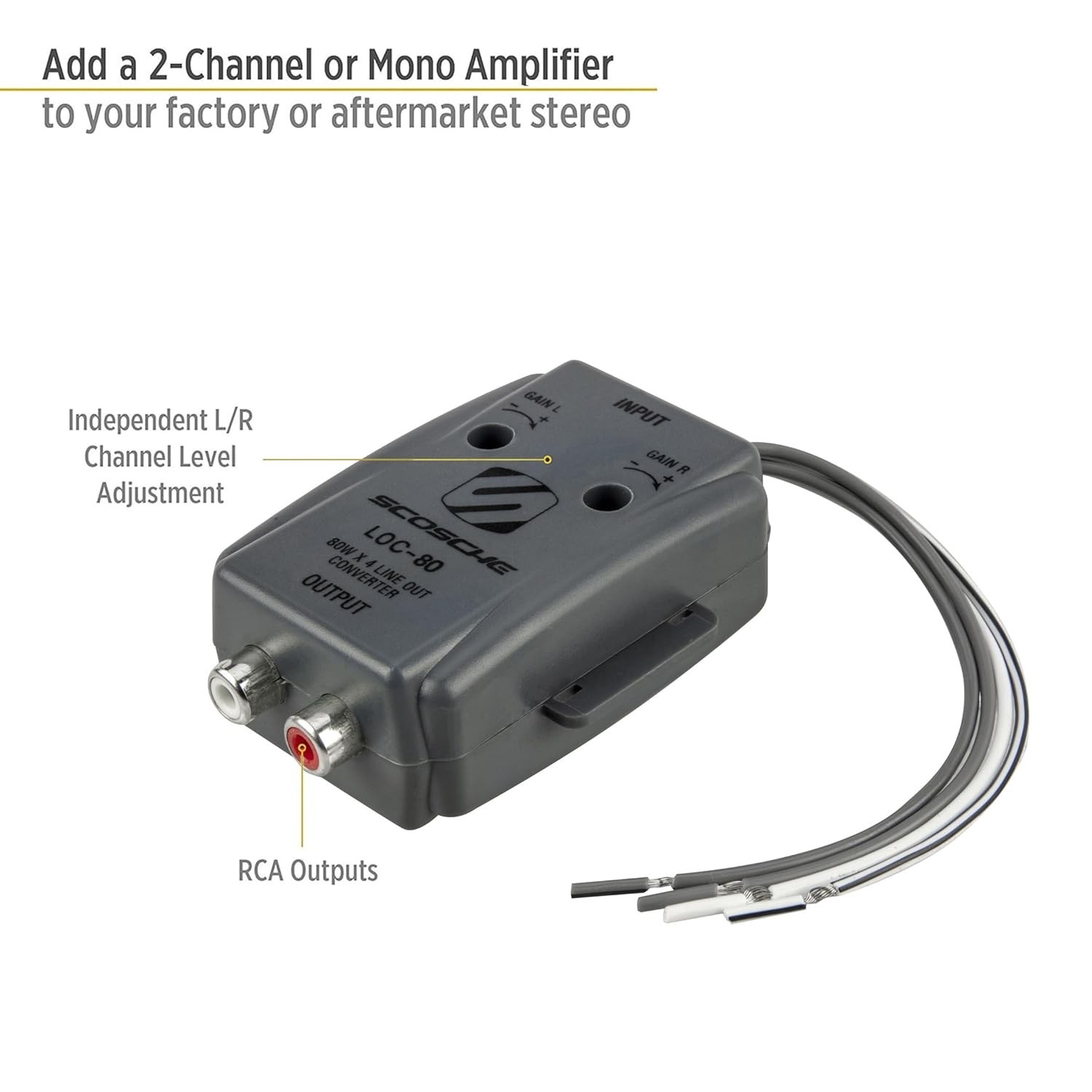 Line Output Converter 2 Channel RCA High Low Car Audio Amplifier