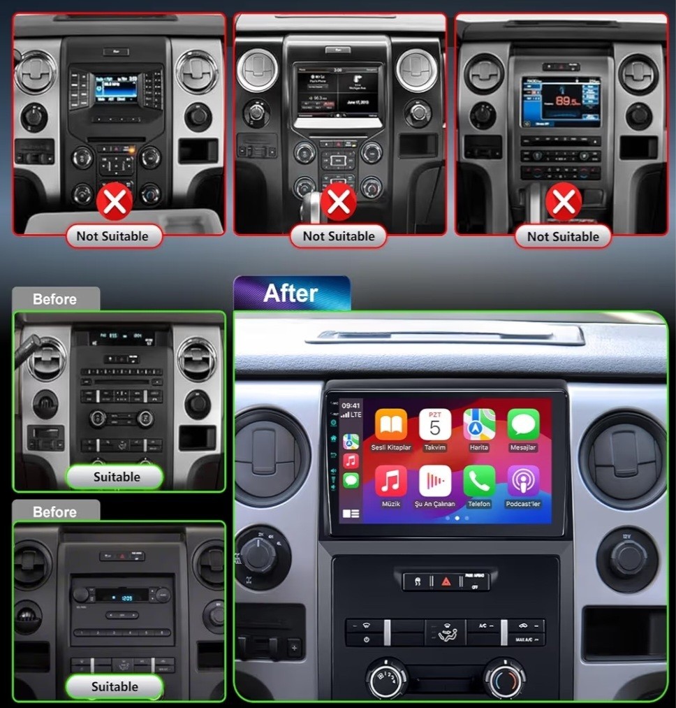 9″ Android 13 Car Stereo 2009-2012 Ford F-150 CarPlay 4GB+64GB QLED Radio NEW