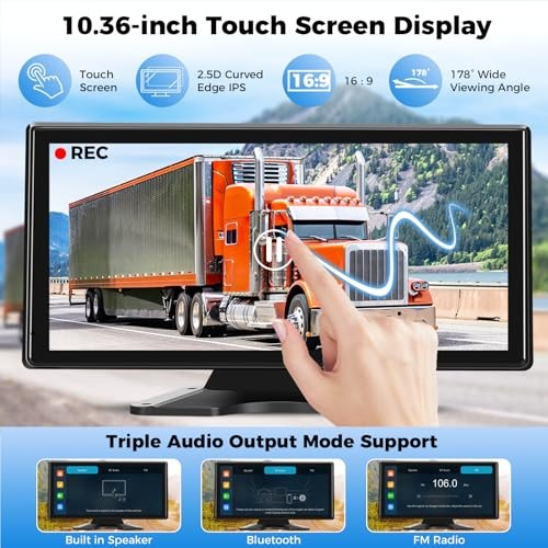 Truck RV Camera System with CarPlay & Android Auto,10.36” Touch Screen with