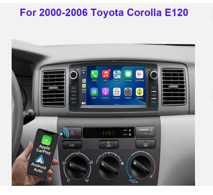 7Inch 4+64G Car Stereo Radio for Toyota Corolla 2000-2006 GPS Navi WIFI Carplay