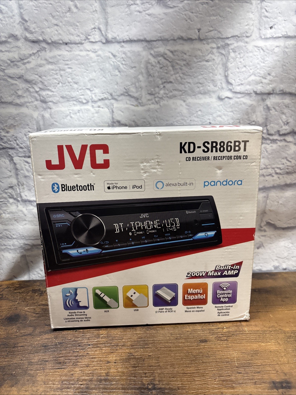 JVC KD SR86BT Bluetooth CD Receiver USB AUX Pandora Alexa Built In New