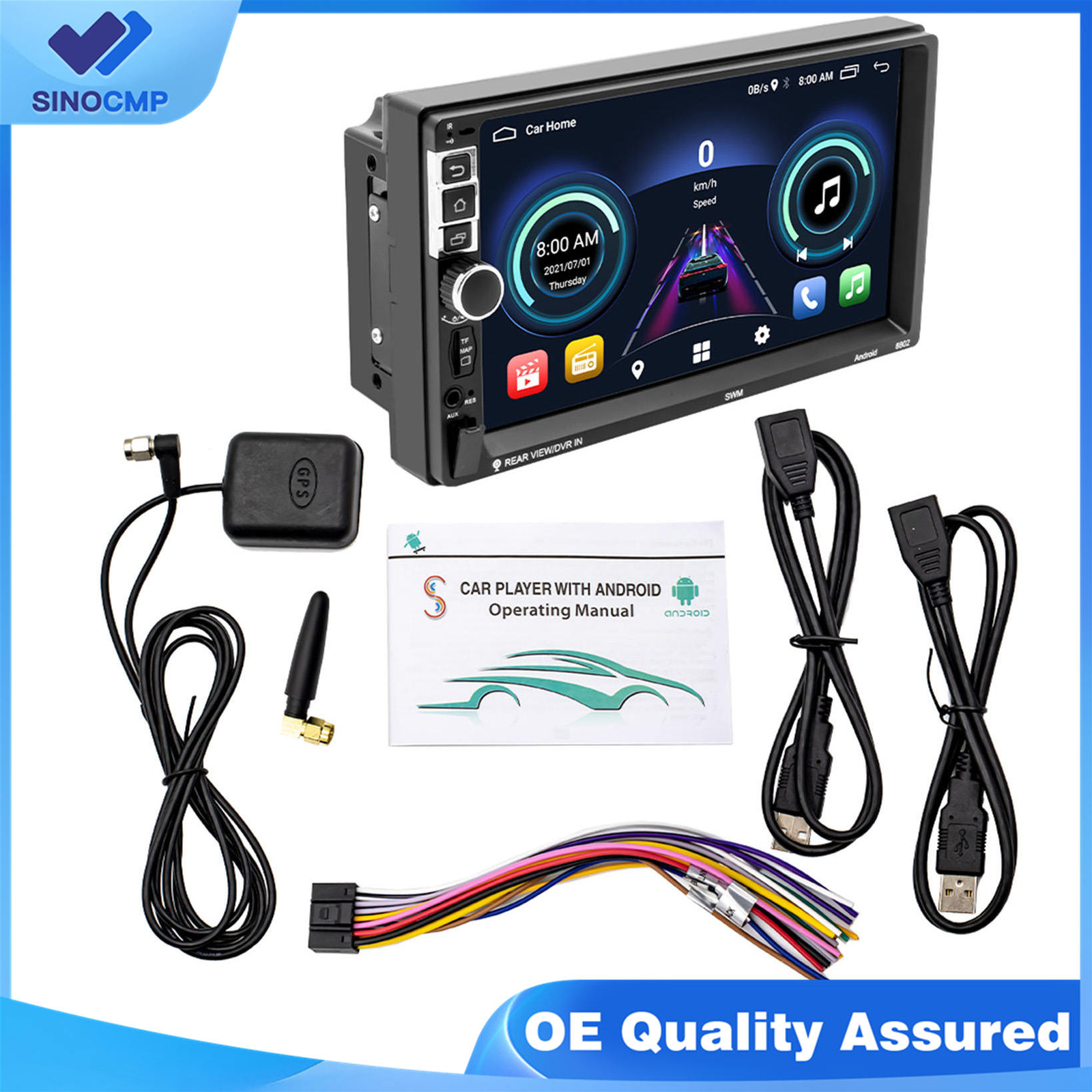 1+16G 2-Din Car Radio 7′ Android 10.1 Bluetooth WIFI GPS Steering Wheel S-8802C