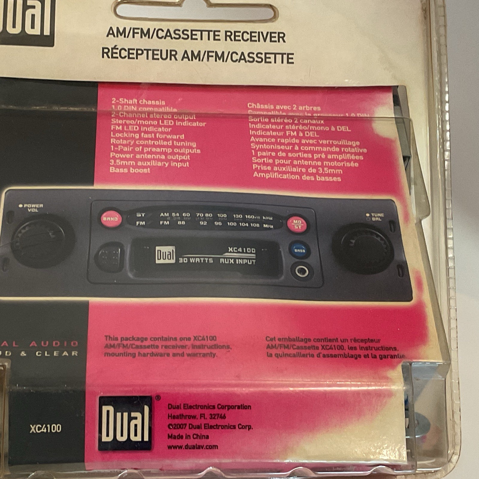 Dual XC4100 1 DIN AM/FM Cassette Receiver Car Stereo with AUX Input