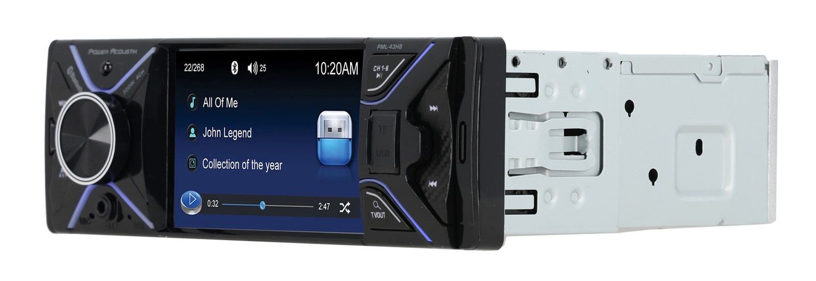 Power Acoustik PML-43HB 2-Din Digital Media Car Stereo w/Bluetooth+Backup Camera
