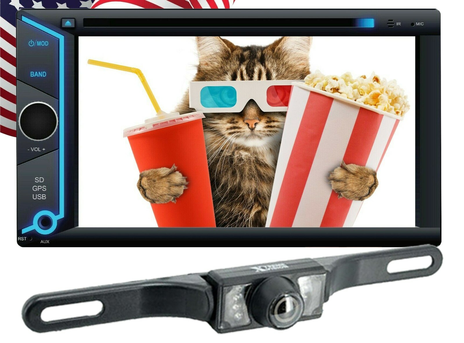 200W 6.2″ Touch Screen Mirror Link GPS For Android & IOS +Rearview Backup Camera