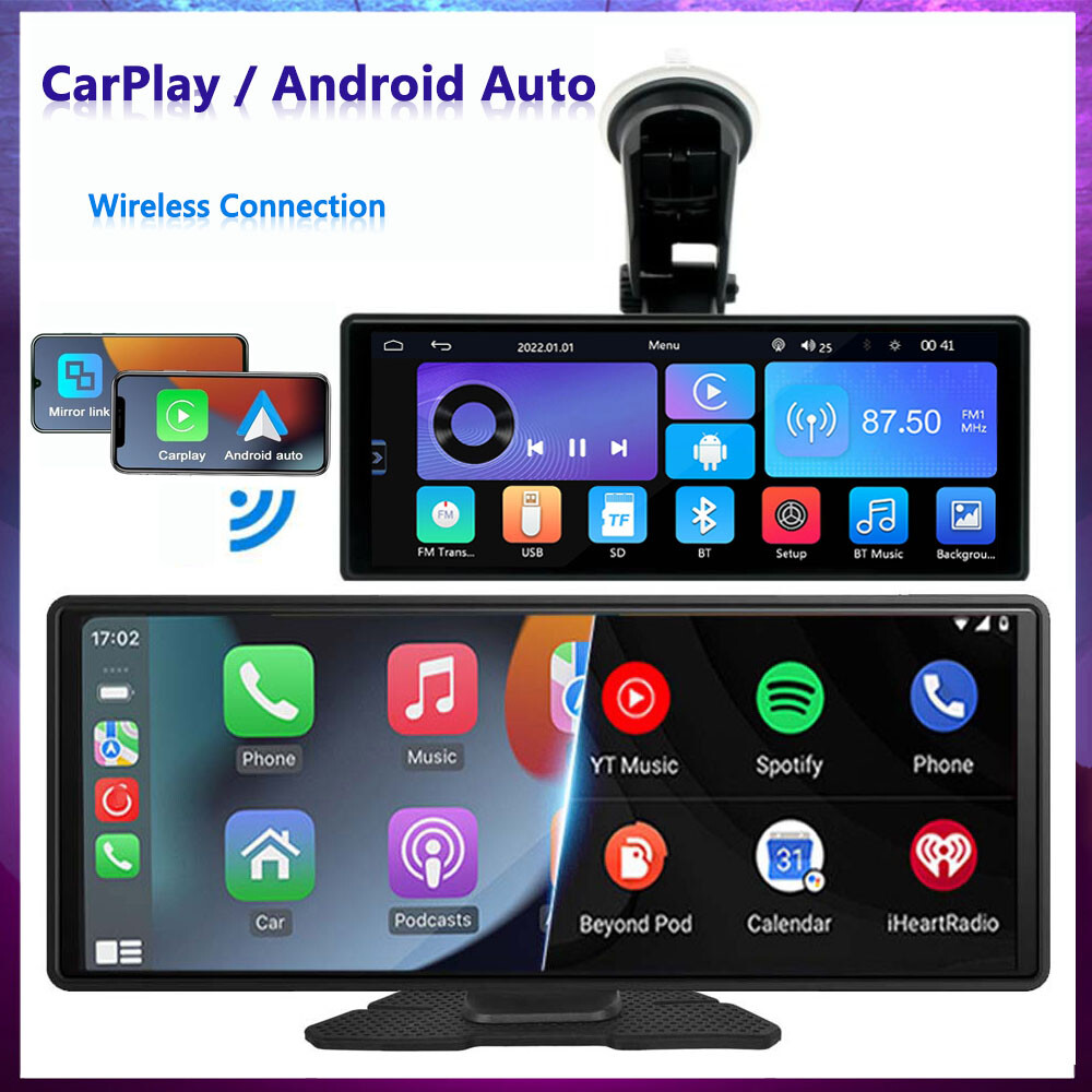 10.26″ Portable HD Touch Screen Wireless CarPlay Car Stereo Radio Bluetooth MP5
