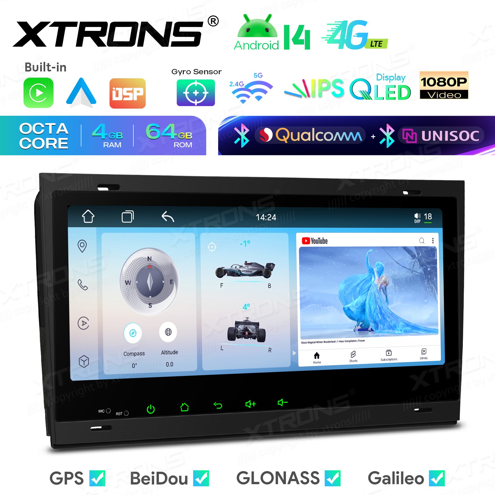 Android 14 Car GPS for Audi A4 S4 RS4 8 Core 4GB 64GB Wireless CarPlay DSP WiFi