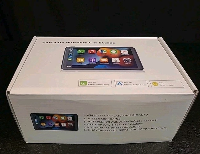 Portable 7″ Wireless Apple CarPlay Screen for Cars,Android Auto,Car Radio Stereo