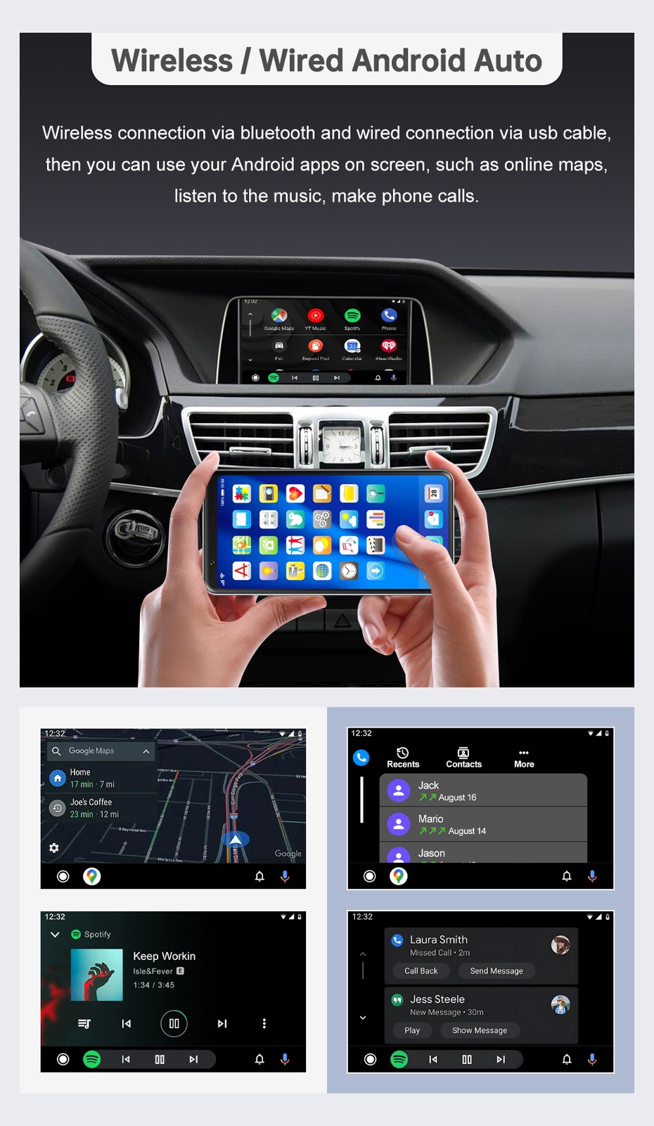 Wireless Carplay Android Auto Retrofit Kit for E Class W212 E Coupe C207 2012-15